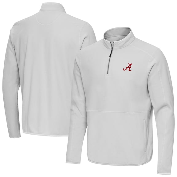 Men's Antigua Gray Alabama Crimson Tide Step Up Quarter-Zip Pullover