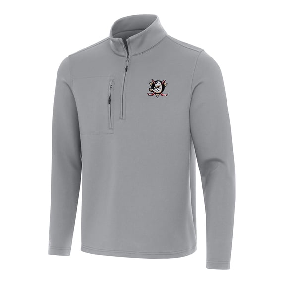 Men's Antigua Gray Anaheim Ducks Insider Quarter-Zip Top