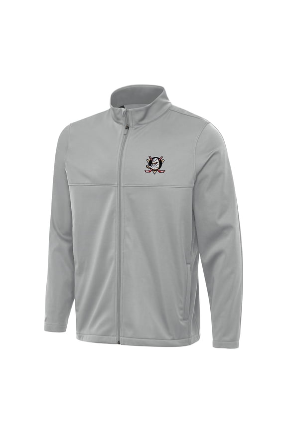 Men's Antigua Gray Anaheim Ducks Links 2 Full-Zip Golf Jacket