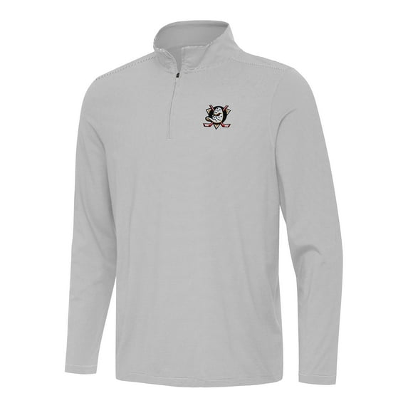 Men's Antigua Gray Anaheim Ducks Twine Quarter-Zip Top