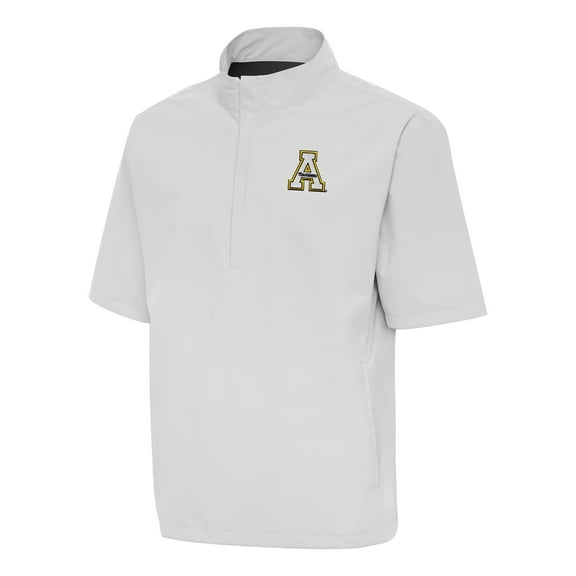 Men's Antigua Gray Appalachian State Mountaineers Brisk Short Sleeve Quarter-Zip Jacket