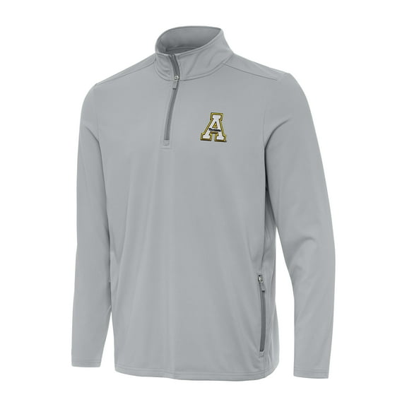 Men's Antigua Gray Appalachian State Mountaineers Perilous Quarter-Zip Sweatshirt