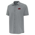 thumbnail image 1 of Men's Antigua  Gray Arkansas Razorbacks Activate Woven Short Sleeve Button-Up Shirt, 1 of 1