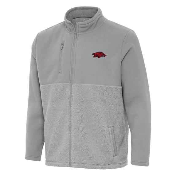 Men's Antigua Gray Arkansas Razorbacks Daily Fused Full-Zip Jacket
