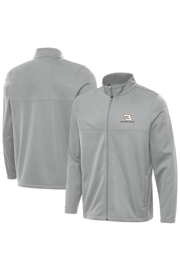 Men's Antigua Gray Austin Dillon Links 2 Full-Zip Golf Jacket