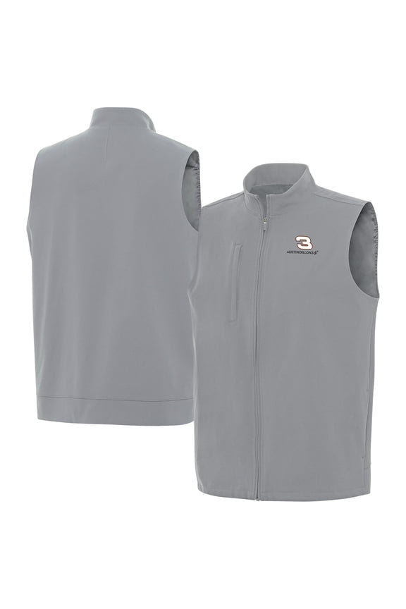 Men's-Antigua  Gray Austin Dillon Regard Full-Zip Vest