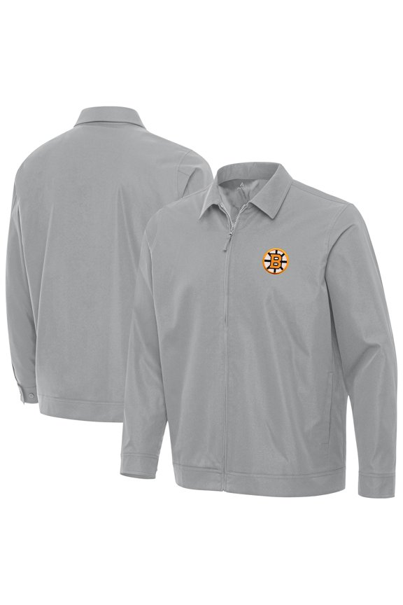 Men's Antigua Gray Boston Bruins Pivot Full-Zip Jacket