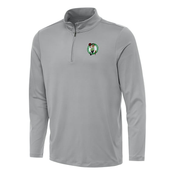 Men's Antigua Gray Boston Celtics Reprocess Quarter-Zip Top