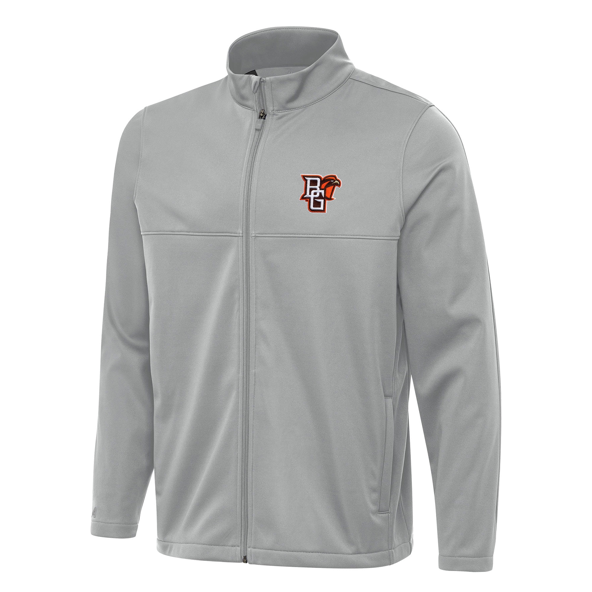 Men's Antigua Gray Bowling Green St. Falcons Links 2 FullZip Golf