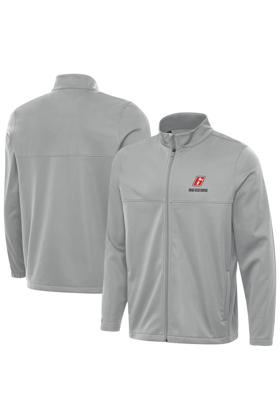 Men's Antigua Gray Brad Keselowski Links 2 Full-Zip Golf Jacket