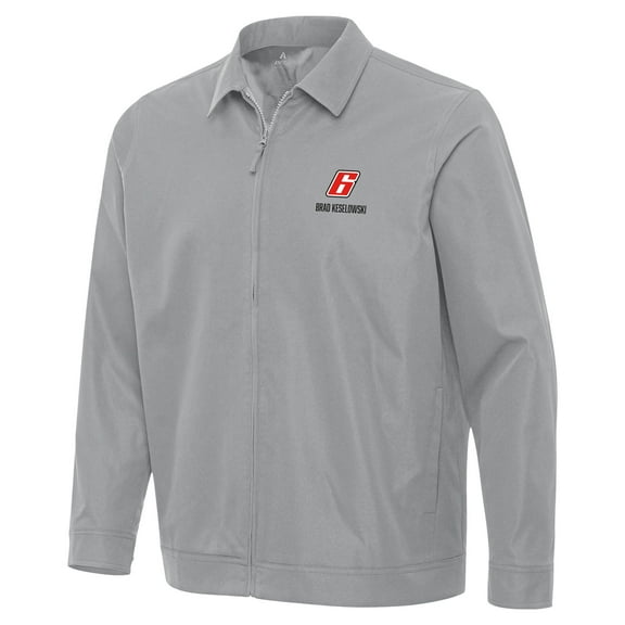 Men's Antigua  Gray Brad Keselowski Pivot Full-Zip Jacket