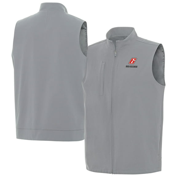 Men's-Antigua Gray Brad Keselowski Regard Full-Zip Vest