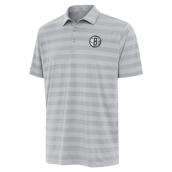 Men's Antigua Gray Brooklyn Nets Tunnel Polo