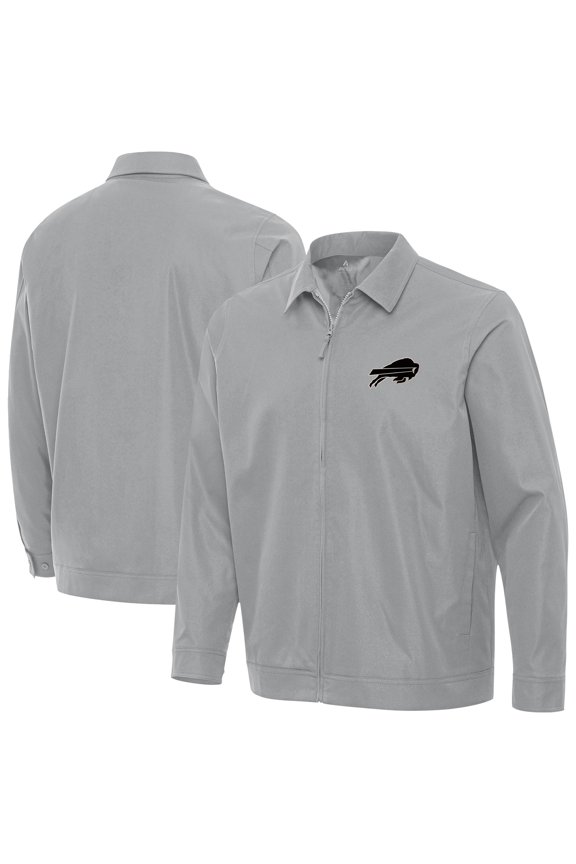 Men's Antigua Gray Buffalo Bills Pivot Full-Zip Jacket
