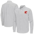 thumbnail image 1 of Men's Antigua Gray Calgary Flames Ellis Tri-Blend Long Sleeve Button-Down Shirt, 1 of 3