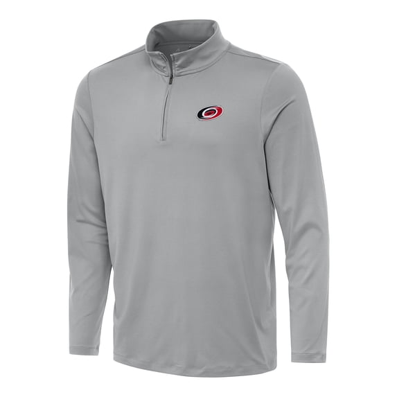Men's Antigua Gray Carolina Hurricanes Reprocess Quarter-Zip Top