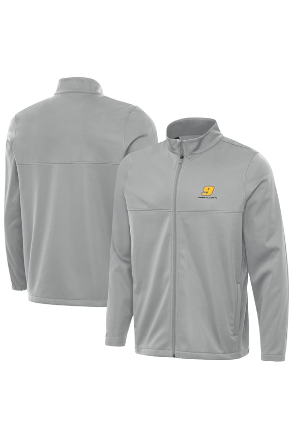 Men's Antigua Gray Chase Elliott Links 2 Full-Zip Golf Jacket