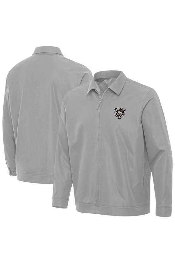 Men's Antigua Gray Chicago Bears Pivot Full-Zip Jacket