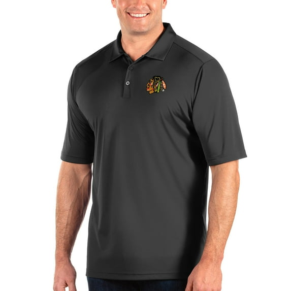 Men's Antigua Gray Chicago Blackhawks Big & Tall Tribute Polo