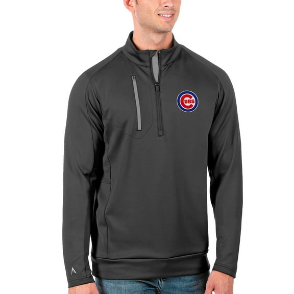 Men's Antigua Gray Chicago Cubs Generation Quarter-Zip Pullover Jacket