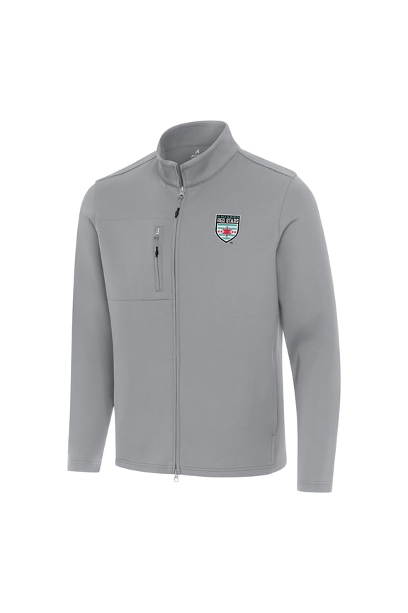 Men's Antigua Gray Chicago Red Stars Objection Full-Zip Jacket
