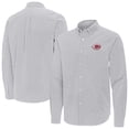thumbnail image 1 of Men's Antigua Gray Cincinnati Reds Porter Woven Long Sleeve Button-Down Shirt, 1 of 3