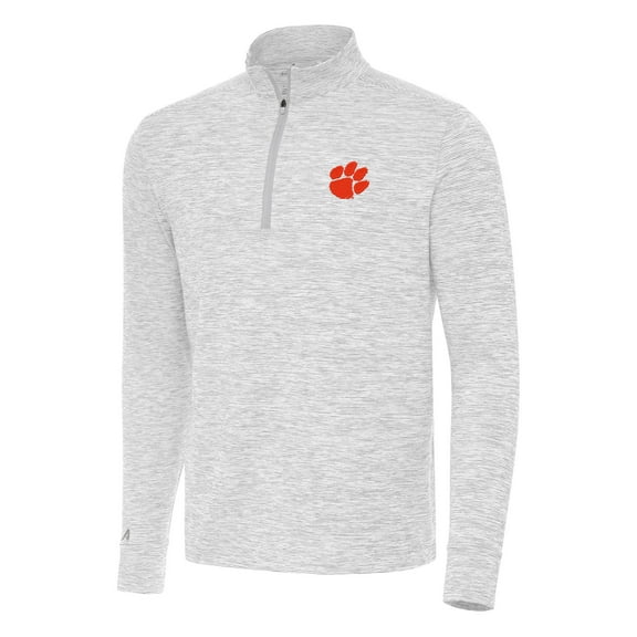 Men's Antigua Gray Clemson Tigers Cause Quarter-Zip Top