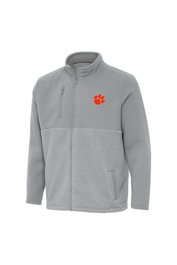 Men's Antigua Gray Clemson Tigers Daily Fused Full-Zip Jacket
