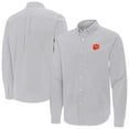 thumbnail image 1 of Men's Antigua Gray Clemson Tigers Porter Woven Tri-Blend Long Sleeve Button-Down Shirt, 1 of 3