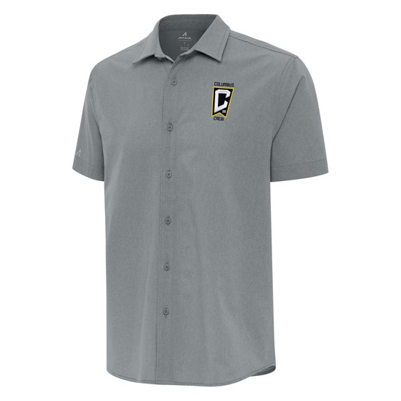 Men's Antigua Gray Columbus Crew Activate Woven Button-Up Shirt