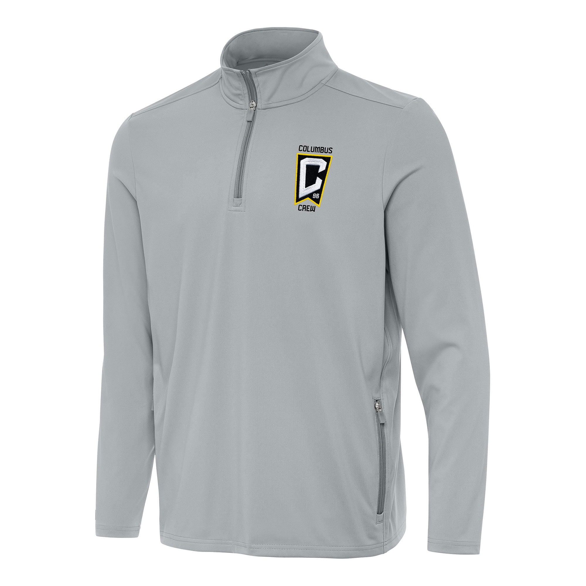 Men's Antigua Gray Columbus Crew Perilous Quarter-Zip Pullover Top