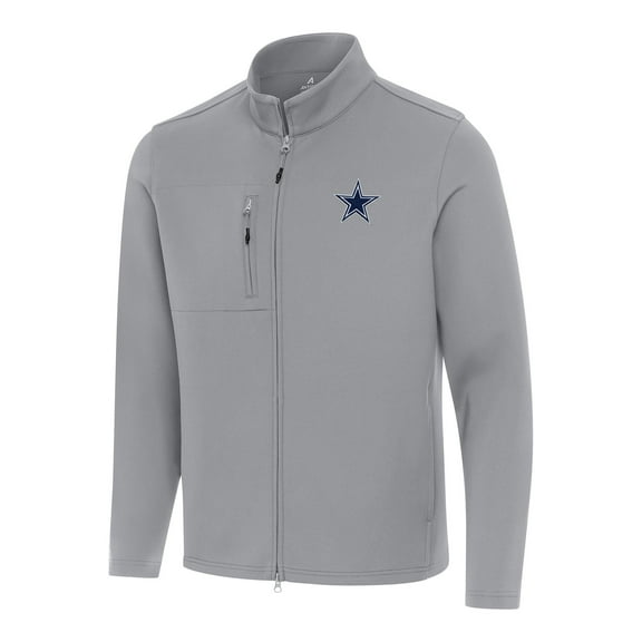 Men's Antigua Gray Dallas Cowboys Objection Full-Zip Jacket
