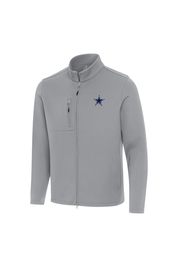 Men's Antigua Gray Dallas Cowboys Objection Full-Zip Jacket