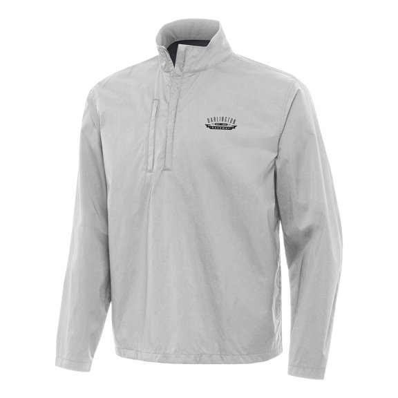 Men's-Antigua Gray Darlington Raceway Brisk Quarter-Zip Pullover Jacket