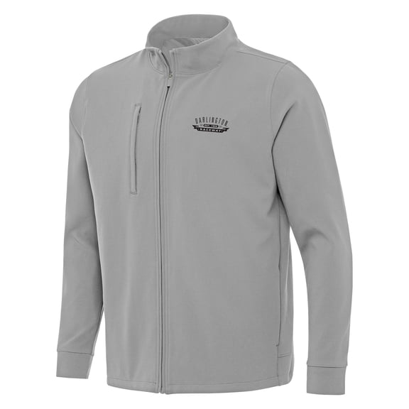 Men's-Antigua Gray Darlington Raceway Regard Full-Zip Jacket