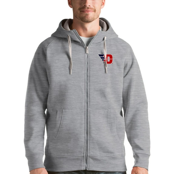 Men's Antigua Gray Dayton Flyers Victory Full-Zip Hoodie