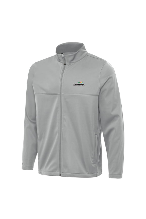 Men's-Antigua Gray Daytona International Speedway Links 2 Full-Zip Golf Jacket