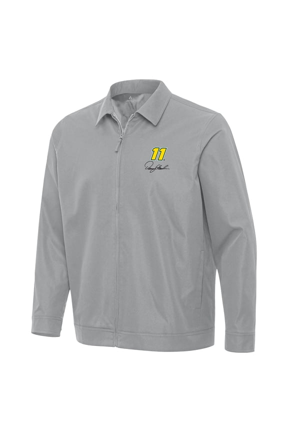 Men's Antigua Gray Denny Hamlin Pivot Full-Zip Jacket
