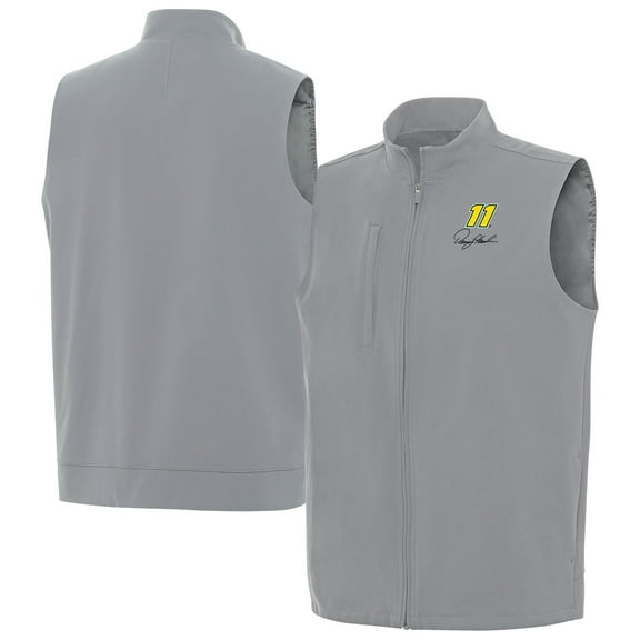 Men's-Antigua  Gray Denny Hamlin Regard Full-Zip Vest