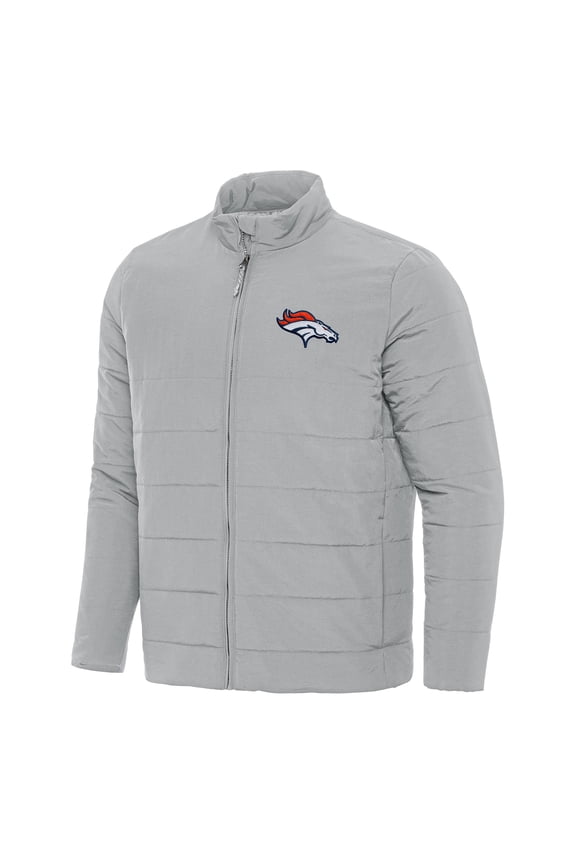 Men's Antigua Gray Denver Broncos Swelter Full-Zip Jacket