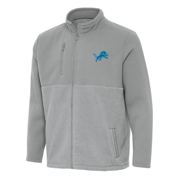 Men's Antigua Gray Detroit Lions Daily Fused Full-Zip Jacket