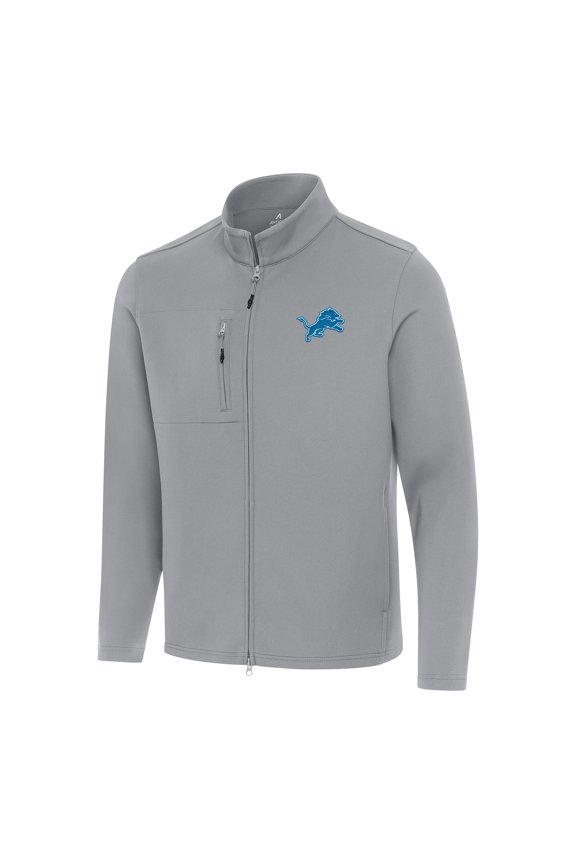 Men's Antigua Gray Detroit Lions Objection Full-Zip Jacket