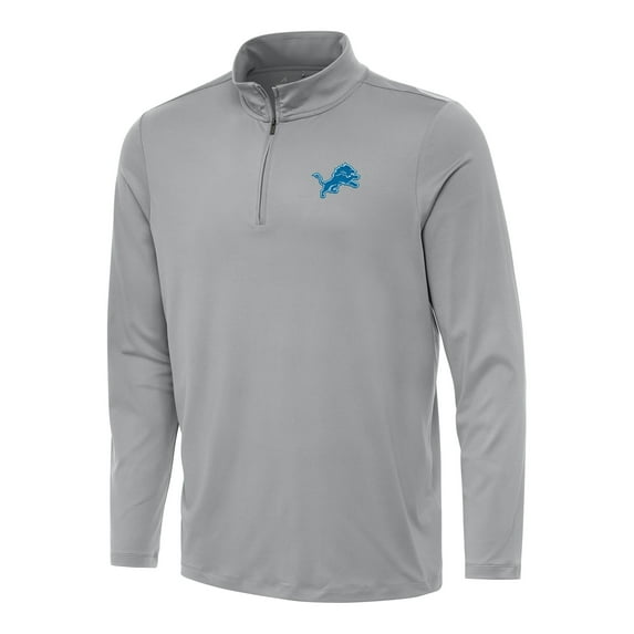 Men's Antigua Gray Detroit Lions Reprocess Quarter-Zip Top