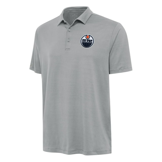 Men's Antigua Gray Edmonton Oilers Reprocess Polo