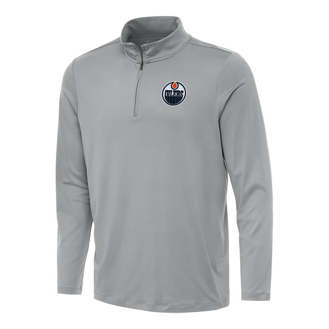 Men's Antigua Gray Edmonton Oilers Reprocess QuarterZip Top