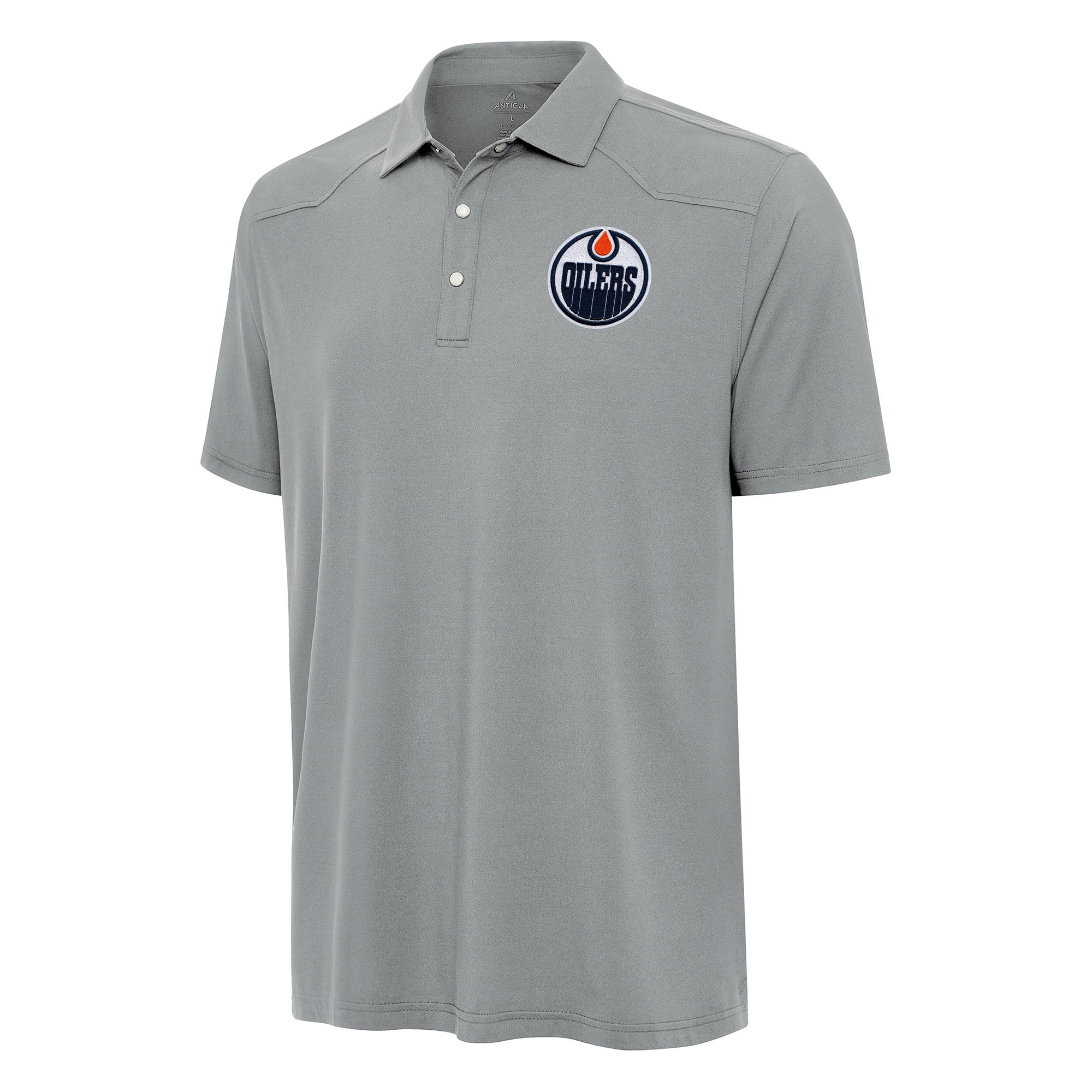 Men's Antigua Gray Edmonton Oilers Western Polo