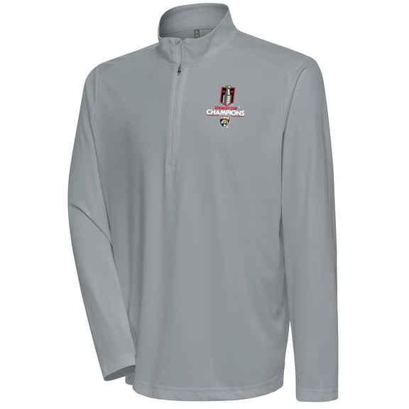 Men's Fanatics Gray Florida Panthers 2025 Stanley Cup Champions Flex Quarter-Zip Pullover
