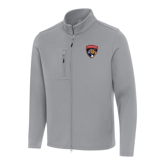 Men's Antigua Gray Florida Panthers Objection Double-Peached Full-Zip Jacket