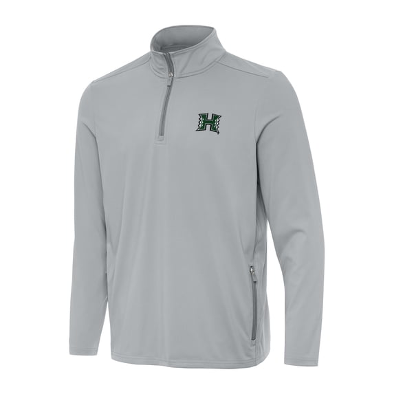 Men's Antigua Gray Hawaii Rainbow Warriors Perilous Quarter-Zip Sweatshirt