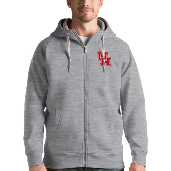 Men's Antigua Gray Houston Cougars Victory Full-Zip Hoodie